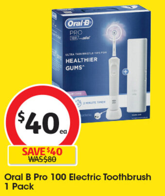 Coles Oral B Pro 100 Electric Toothbrush 1 Pack offer