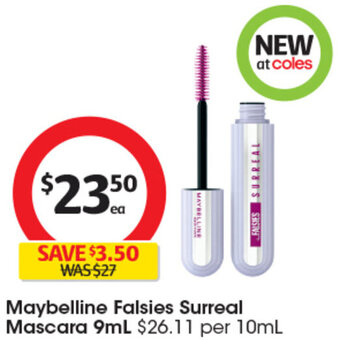 Coles Maybelline Falsies Surreal Mascara 9mL offer