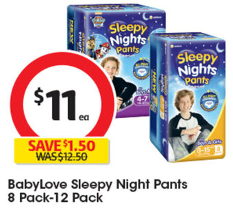 Coles BabyLove Sleepy Night Pants 8 Pack-12 Pack offer