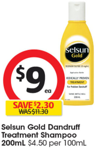 Coles Selsun Gold Dandruff Treatment Shampoo 200mL offer