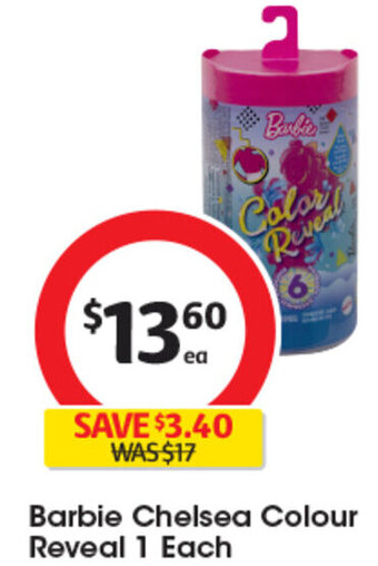Coles Barbie Chelsea Colour Reveal 1 Each offer