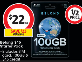 Coles Belong $45 Starter Pack Starter Pack offer