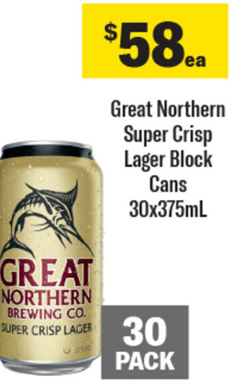 Coles Great Northern Super Crisp Lager Block Cans 30x375mL offer