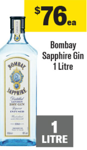 Coles Bombay Sapphire Gin 1 Litre offer