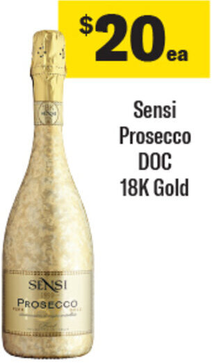 Coles Sensi Prosecco DOC 18K Gold offer
