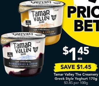 Tamar Valley The Creamery Greek Style Yoghurt 170g
