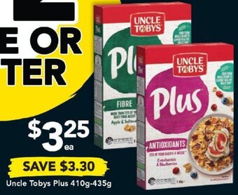 Uncle Tobys Plus 410g-435g