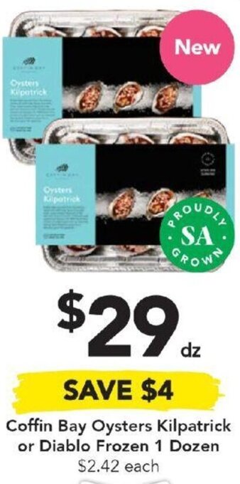 Coffin Bay Oysters Kilpatrick or Diablo Frozen 1 Dozen