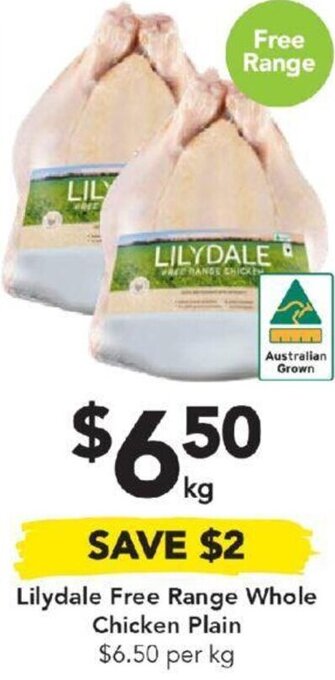 Drakes Lilydale Free Range Whole Chicken Plain offer