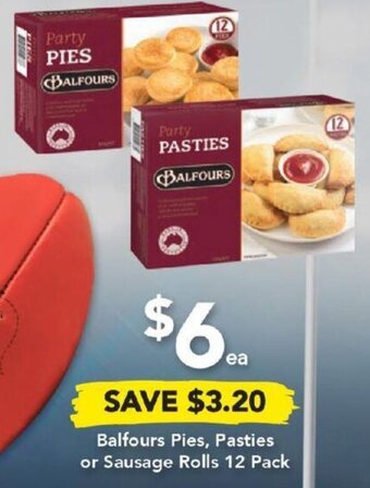Drakes Balfours Pies, Pasties or Sausage Rolls 12 Pack offer