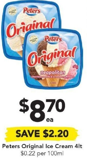 Drakes Peters Original Ice Cream 4lt offer