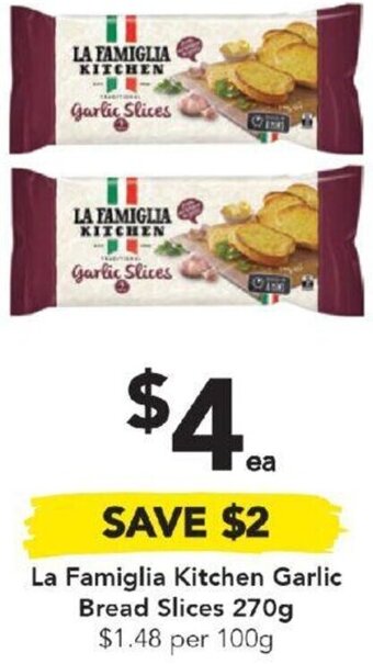 Drakes La Famiglia Kitchen Garlic Bread Slices 270g offer