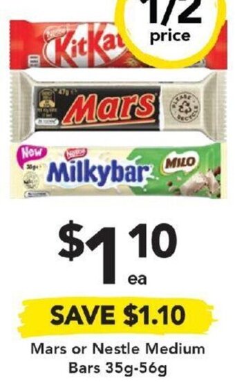 Drakes Mars or Nestle Medium Bars 35g-56g offer