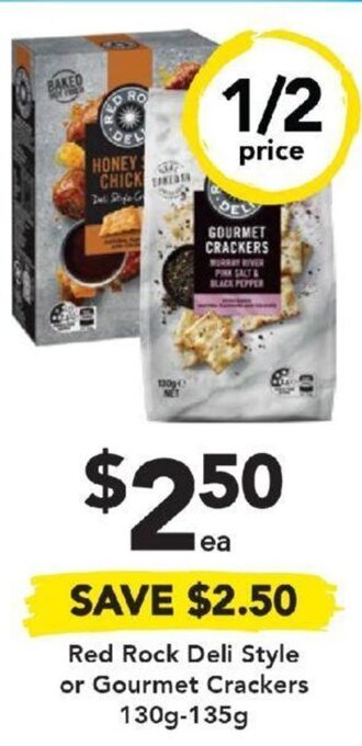 Drakes Red Rock Deli Style or Gourmet Crackers 130g-135g offer