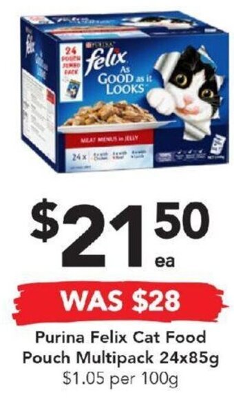 Drakes Purina Felix Cat Food Pouch Multipack 24x85g offer