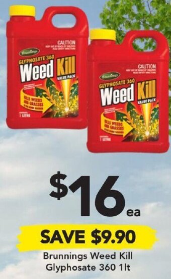 Drakes Brunnings Weed Kill Glyphosate 360 1lt offer
