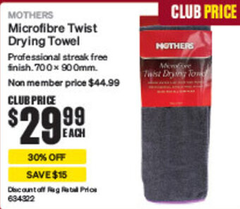 SuperCheap Auto MOTHERS Microfibre Twist Drying Towel offer