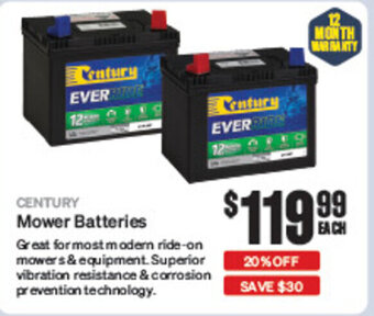 SuperCheap Auto CENTURY Mower Batteries offer
