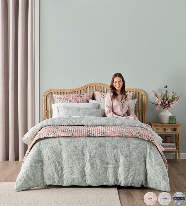 Koo portia protea jacquard quilt cover set sage offer at Spotlight
