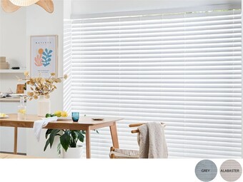 Spotlight 40% off 63mm white faux wood venetian blinds offer