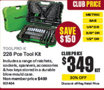 SuperCheap Auto TOOLPRO-X 228 Pce Tool Kit offer