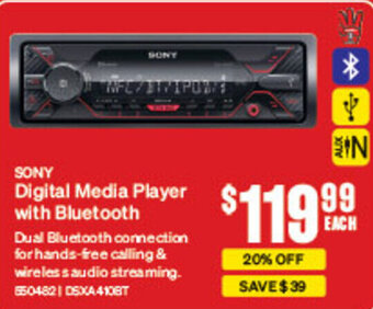 SuperCheap Auto SONY Digital Media Player with Bluetooth offer