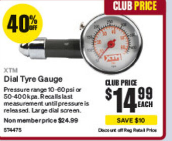 SuperCheap Auto xtm Dial Tyre Gauge offer