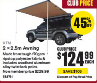 SuperCheap Auto XTM 2 x 2.5m Awning offer