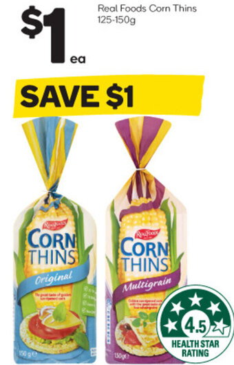 Woolworths Real Foods Corn Thins 125-150g offer