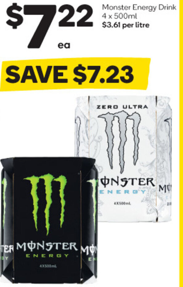 Monster Energy Drink 4 x 500ml offer at Woolworths