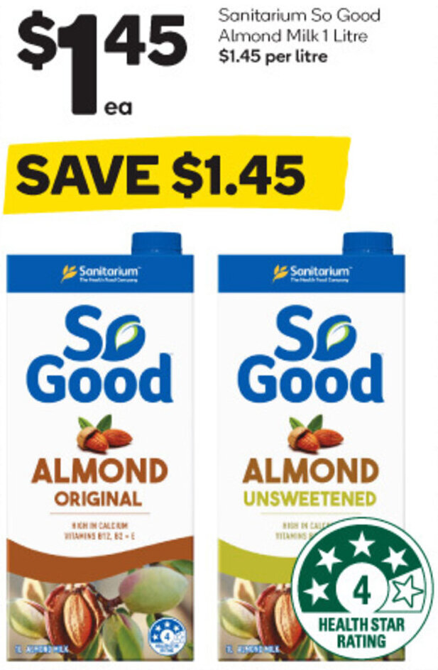 Sanitarium So Good Almond Milk 1 Litre offer at Woolworths