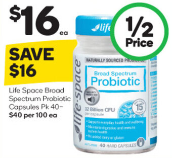 Woolworths Life Space Broad Spectrum Probiotic Capsules Pk 40 offer