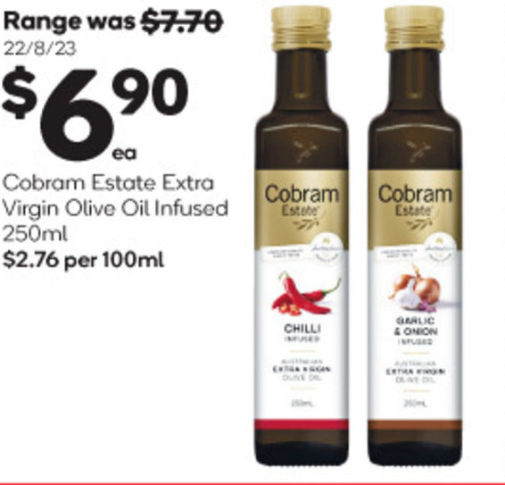 Cobram Estate Extra Virgin Olive Oil Infused 250ml offer at Woolworths
