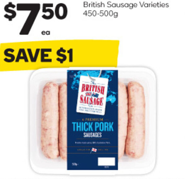 British Sausage Varieties 450500g offer at Woolworths