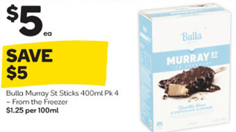 Woolworths Bulla Murray St Sticks 400ml Pk 4 offer