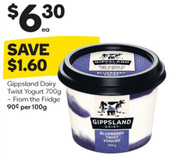 Woolworths Gippsland Dairy Twist Yogurt 700g offer