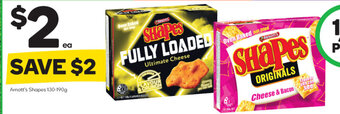 Woolworths Arnott's Shapes 130-190g offer