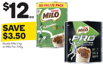 Woolworths Nestle Milo 1 kg or Milo Pro 700g offer