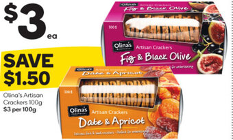 Woolworths Olina's Artisan Crackers 100g offer