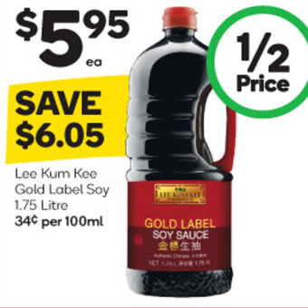 Woolworths Lee Kum Kee Gold Label Soy 1.75 Litre offer