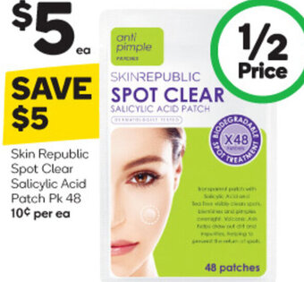 Woolworths Skin Republic Spot Clear Salicylic Acid Patch Pk 48 offer