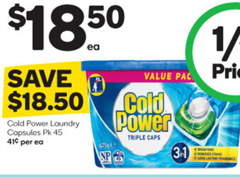 Woolworths Cold Power Laundry Capsules Pk 45 offer