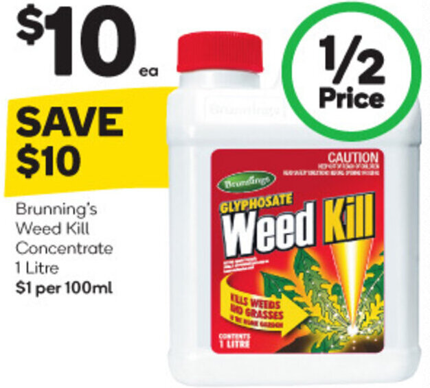 Brunning's Weed Kill Concentrate 1 Litre offer at Woolworths