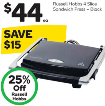 Woolworths Russell Hobbs 4 Slice Sandwich Press - Black offer