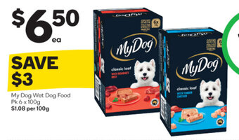 Woolworths My Dog Wet Dog Food Pk 6 x 100g offer
