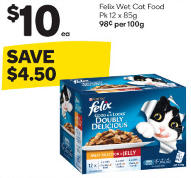 Felix Wet Cat Food Pk 12 x 85g offer at Woolworths