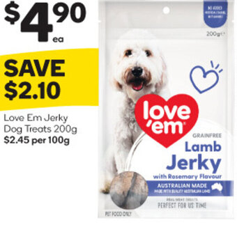 Woolworths Love Em Jerky Dog Treats 200g offer