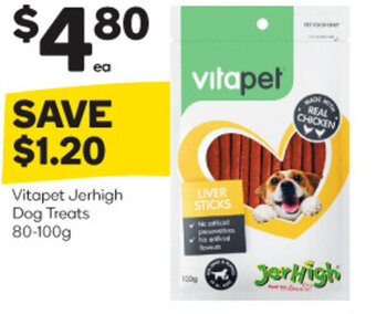 Woolworths Vitapet Jerhigh Dog Treats 80-100g offer