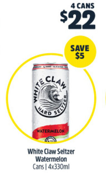 Woolworths White Claw Seltzer Watermelon Cans | 4x330ml offer