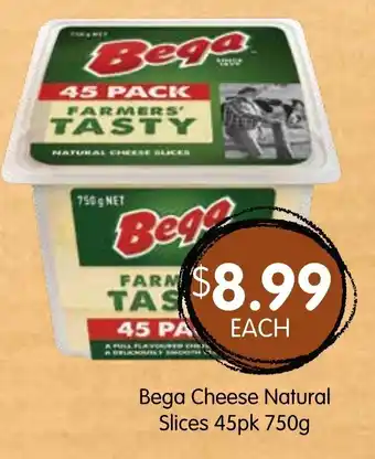 Spudshed Bega Cheese Natural Sliced 45pk/750pk offer